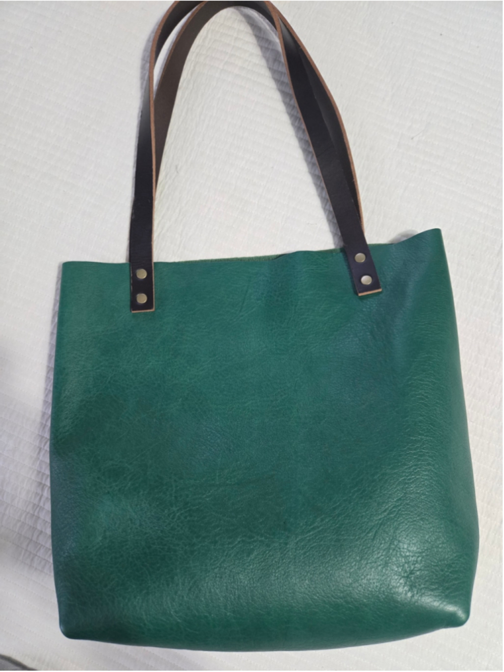 Women's Portland Leather Goods Classic Tote Bag Bacalar Green Small - Picture 2 of 11